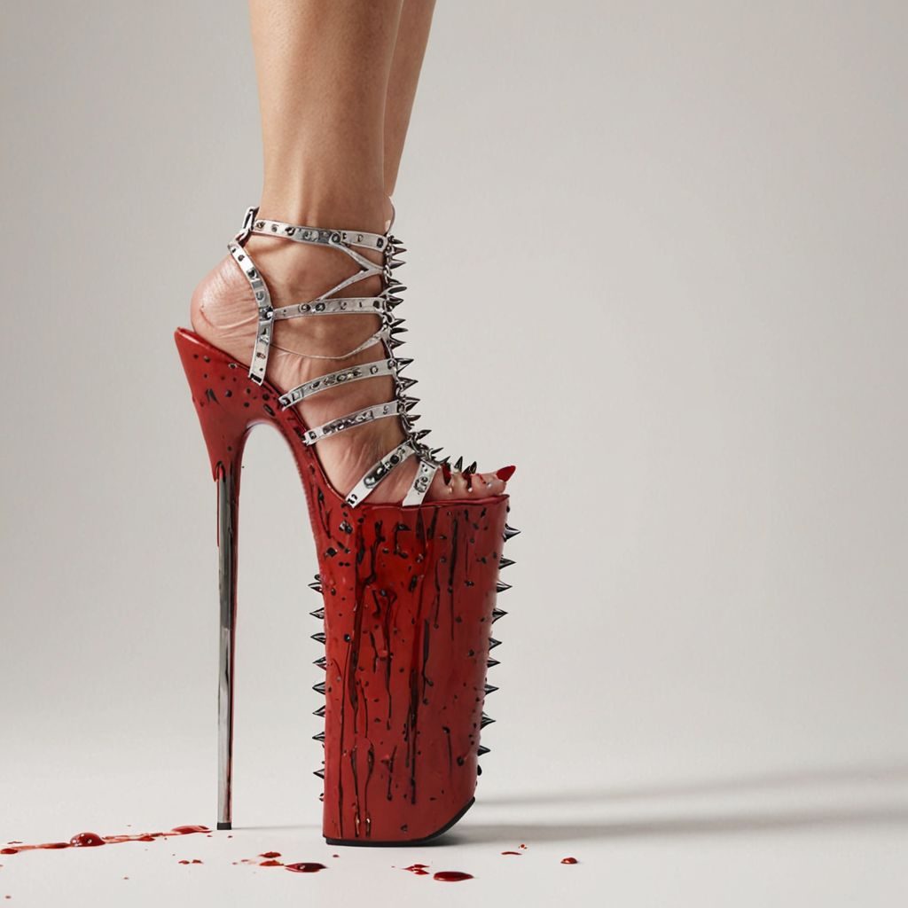 stripper very high heels, bloody mouth design, spikes, studio lighting, packshot, white background, 8k, photorealistic 
Steps: 10, Sampler: DPM++ SDE, CFG scale: 1.5, Seed: 1628870625, Size: 1024x1024, Model hash: c8df560d29, Model: juggernautXL_v9Rdphoto2Lightning, Lora hashes: "Alternative_Shoes_XL: 48db5c2cdb7a", Version: v1.8.0