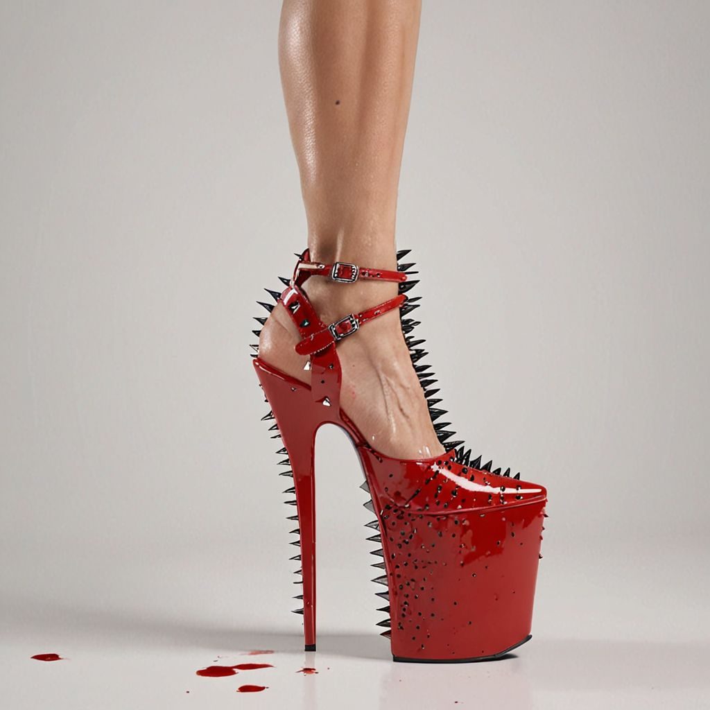 stripper very high heels, bloody razor sharp design, spikes, studio lighting, packshot, white background, 8k, photorealistic 
Steps: 10, Sampler: DPM++ SDE, CFG scale: 1.5, Seed: 281299719, Size: 1024x1024, Model hash: c8df560d29, Model: juggernautXL_v9Rdphoto2Lightning, Lora hashes: "Alternative_Shoes_XL: 48db5c2cdb7a", Version: v1.8.0