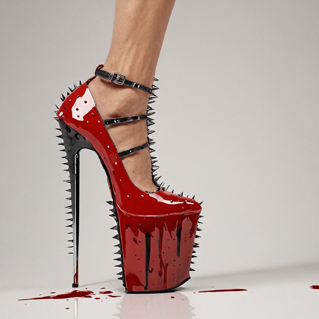 stripper very high heels, bloody razor sharp design, spikes, studio lighting, packshot, white background, 8k, photorealistic 
Steps: 10, Sampler: DPM++ SDE, CFG scale: 1.5, Seed: 3791917749, Size: 1024x1024, Model hash: c8df560d29, Model: juggernautXL_v9Rdphoto2Lightning, Lora hashes: "Alternative_Shoes_XL: 48db5c2cdb7a", Version: v1.8.0