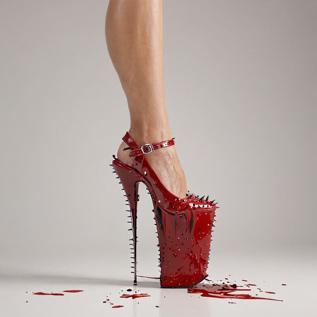 stripper very high heels, bloody razor sharp design, spikes, studio lighting, packshot, white background, 8k, photorealistic 
Steps: 10, Sampler: DPM++ SDE, CFG scale: 1.5, Seed: 3806945176, Size: 1024x1024, Model hash: c8df560d29, Model: juggernautXL_v9Rdphoto2Lightning, Lora hashes: "Alternative_Shoes_XL: 48db5c2cdb7a", Version: v1.8.0