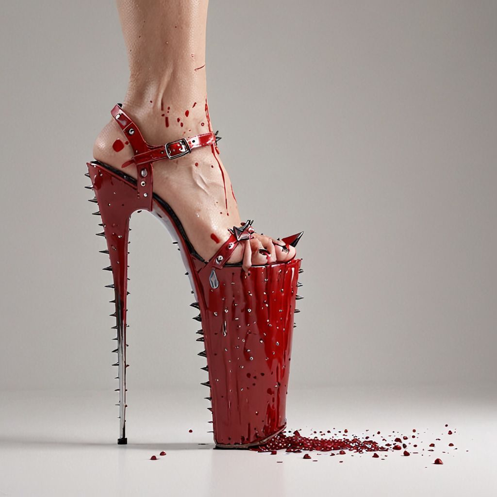 stripper very high heels, bloody razor sharp design, spikes, studio lighting, packshot, white background, 8k, photorealistic 
Steps: 10, Sampler: DPM++ SDE, CFG scale: 1.5, Seed: 1437422514, Size: 1024x1024, Model hash: c8df560d29, Model: juggernautXL_v9Rdphoto2Lightning, Lora hashes: "Alternative_Shoes_XL: 48db5c2cdb7a", Version: v1.8.0