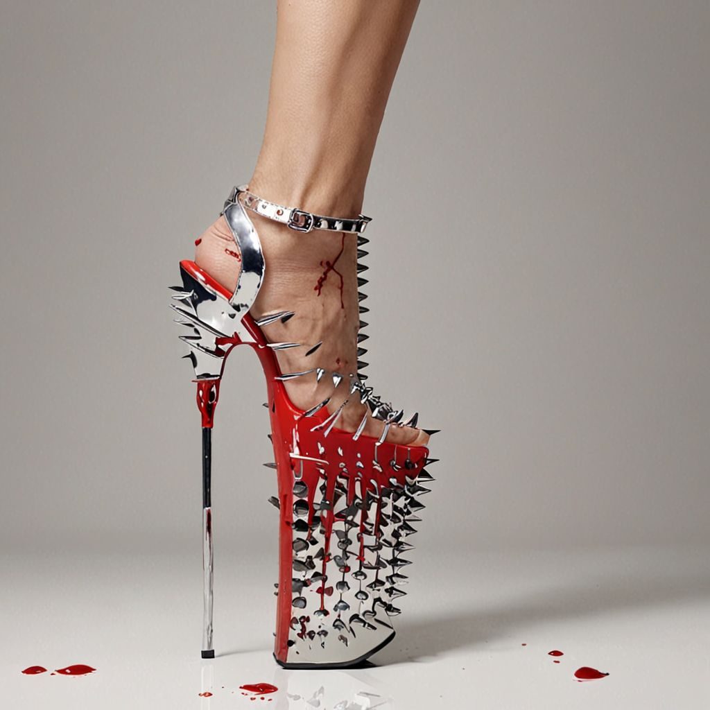 stripper very high heels, bloody razor sharp design, spikes, studio lighting, packshot, white background, 8k, photorealistic 
Steps: 10, Sampler: DPM++ SDE, CFG scale: 1.5, Seed: 2367651550, Size: 1024x1024, Model hash: c8df560d29, Model: juggernautXL_v9Rdphoto2Lightning, Lora hashes: "Alternative_Shoes_XL: 48db5c2cdb7a", Version: v1.8.0