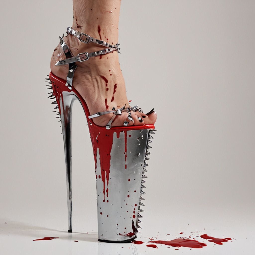 stripper very high heels, bloody razor sharp design, spikes, studio lighting, packshot, white background, 8k, photorealistic 
Steps: 10, Sampler: DPM++ SDE, CFG scale: 1.5, Seed: 906932479, Size: 1024x1024, Model hash: c8df560d29, Model: juggernautXL_v9Rdphoto2Lightning, Lora hashes: "Alternative_Shoes_XL: 48db5c2cdb7a", Version: v1.8.0