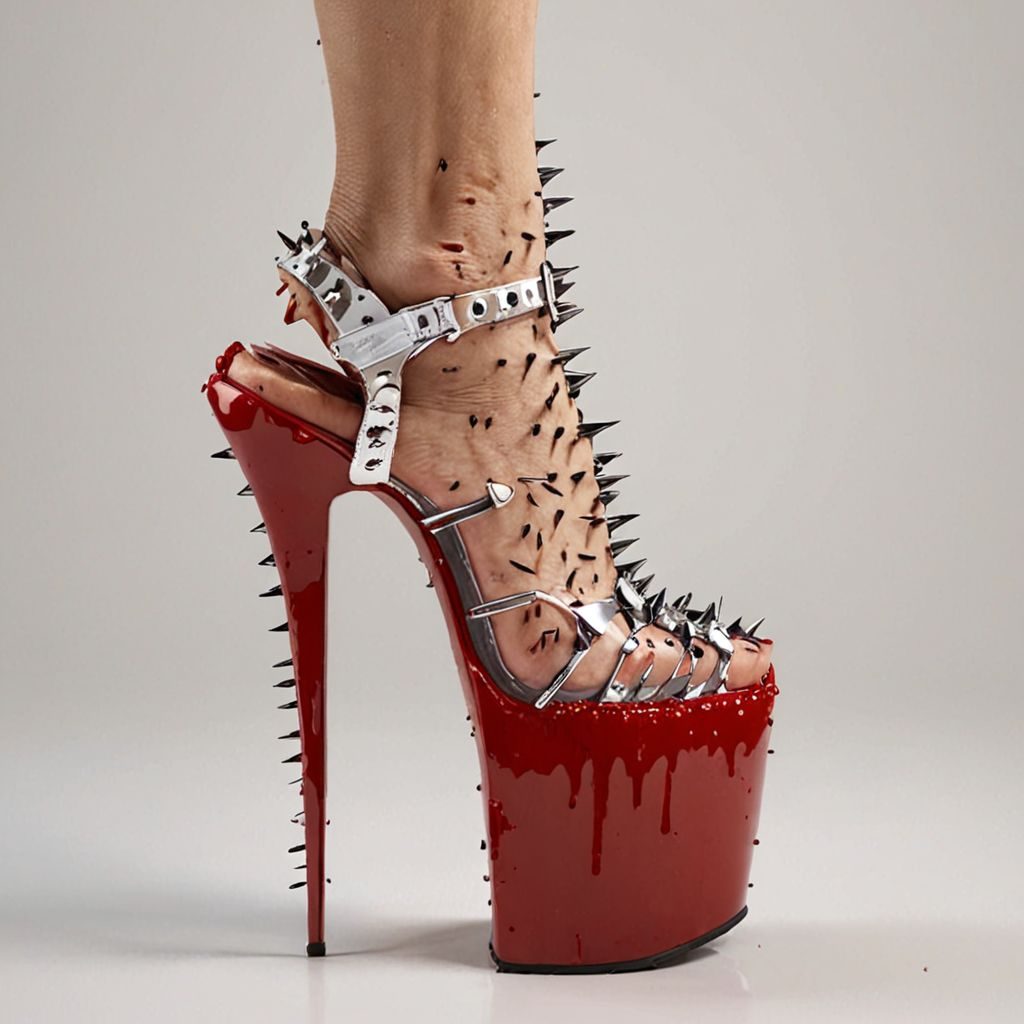 stripper very high heels, bloody razor sharp design, spikes, studio lighting, packshot, white background, 8k, photorealistic 
Steps: 10, Sampler: DPM++ SDE, CFG scale: 1.5, Seed: 3864076694, Size: 1024x1024, Model hash: c8df560d29, Model: juggernautXL_v9Rdphoto2Lightning, Lora hashes: "Alternative_Shoes_XL: 48db5c2cdb7a", Version: v1.8.0