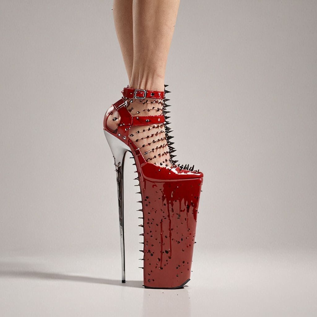 stripper very high heels, bloody razor sharp design, spikes, studio lighting, packshot, white background, 8k, photorealistic 
Steps: 10, Sampler: DPM++ SDE, CFG scale: 1.5, Seed: 416857166, Size: 1024x1024, Model hash: c8df560d29, Model: juggernautXL_v9Rdphoto2Lightning, Lora hashes: "Alternative_Shoes_XL: 48db5c2cdb7a", Version: v1.8.0