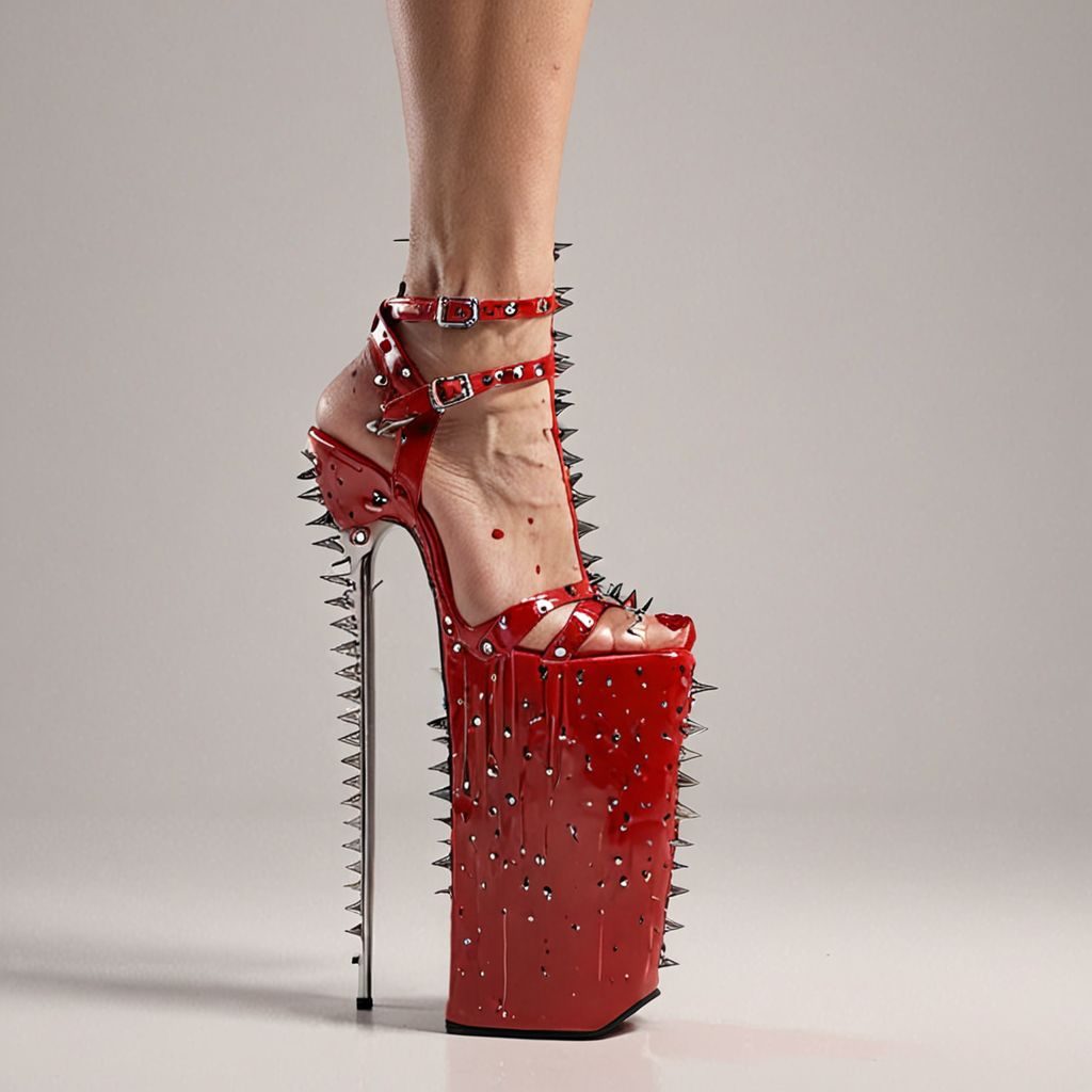 stripper very high heels, bloody razor sharp design, spikes, studio lighting, packshot, white background, 8k, photorealistic 
Steps: 10, Sampler: DPM++ SDE, CFG scale: 1.5, Seed: 2271227431, Size: 1024x1024, Model hash: c8df560d29, Model: juggernautXL_v9Rdphoto2Lightning, Lora hashes: "Alternative_Shoes_XL: 48db5c2cdb7a", Version: v1.8.0