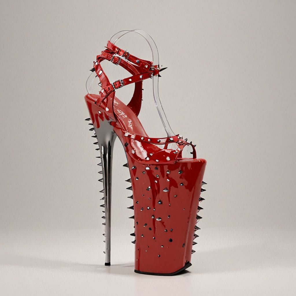 stripper very high heels, bloody razor sharp design, spikes, studio lighting, packshot, white background, 8k, photorealistic 
Steps: 10, Sampler: DPM++ SDE, CFG scale: 1.5, Seed: 3619908559, Size: 1024x1024, Model hash: c8df560d29, Model: juggernautXL_v9Rdphoto2Lightning, Lora hashes: "Alternative_Shoes_XL: 48db5c2cdb7a", Version: v1.8.0