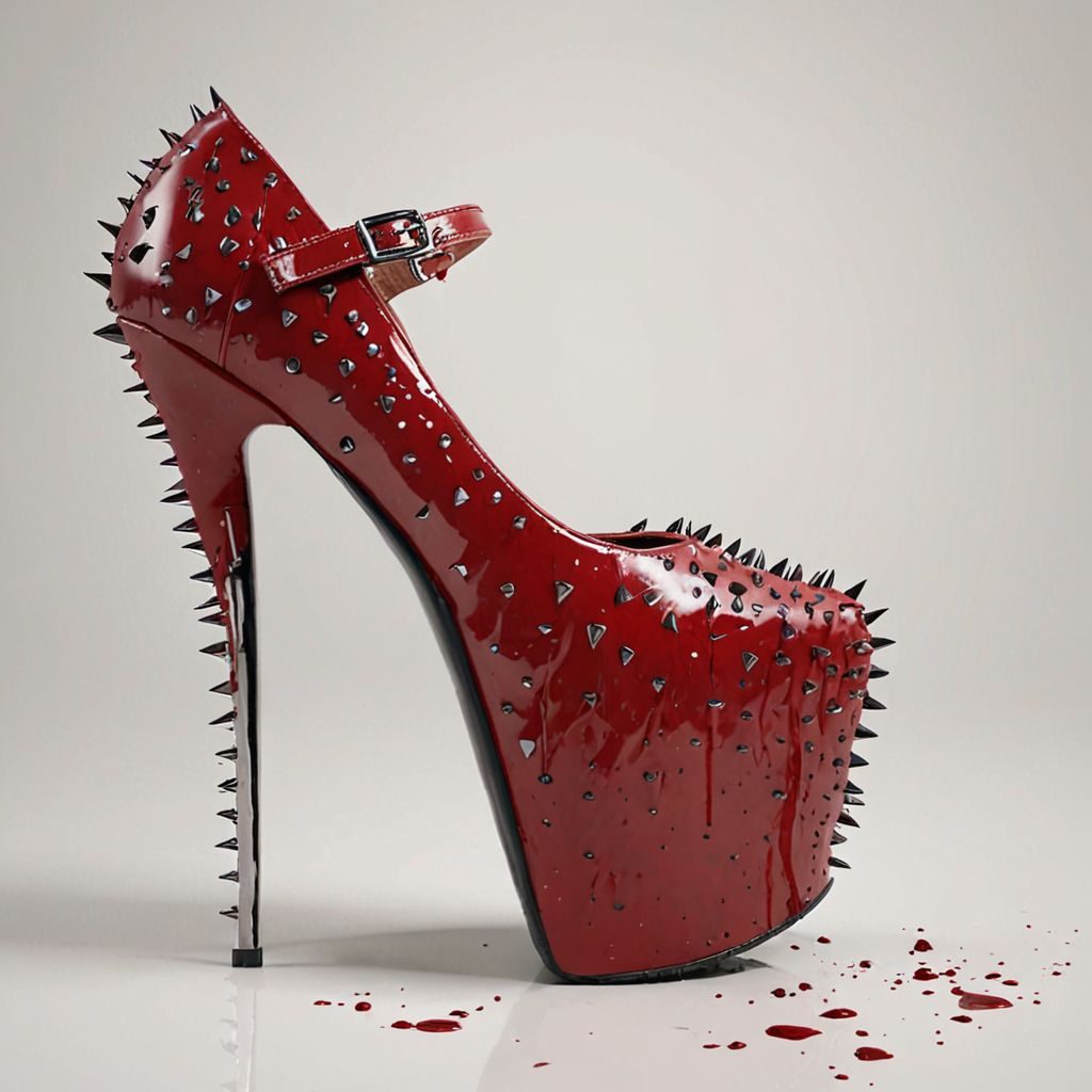 stripper very high heels, bloody razor sharp design, spikes, studio lighting, packshot, white background, 8k, photorealistic 
Steps: 10, Sampler: DPM++ SDE, CFG scale: 1.5, Seed: 1230325943, Size: 1024x1024, Model hash: c8df560d29, Model: juggernautXL_v9Rdphoto2Lightning, Lora hashes: "Alternative_Shoes_XL: 48db5c2cdb7a", Version: v1.8.0