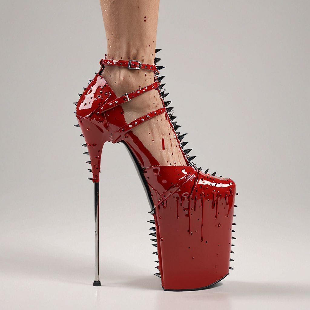 stripper very high heels, bloody razor sharp design, spikes, studio lighting, packshot, white background, 8k, photorealistic 
Steps: 10, Sampler: DPM++ SDE, CFG scale: 1.5, Seed: 411439262, Size: 1024x1024, Model hash: c8df560d29, Model: juggernautXL_v9Rdphoto2Lightning, Lora hashes: "Alternative_Shoes_XL: 48db5c2cdb7a", Version: v1.8.0