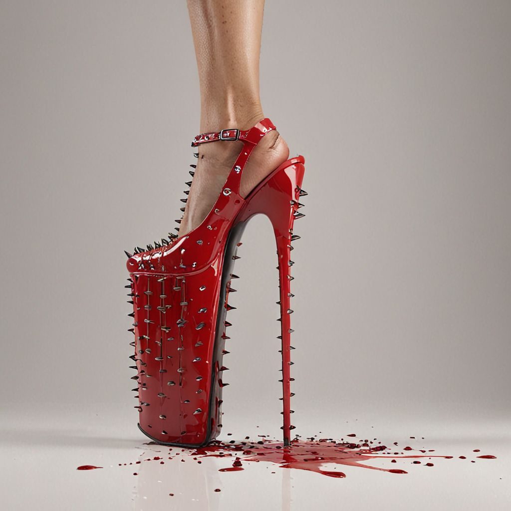 stripper very high heels, bloody razor sharp design, spikes, studio lighting, packshot, white background, 8k, photorealistic 
Steps: 10, Sampler: DPM++ SDE, CFG scale: 1.5, Seed: 12739821, Size: 1024x1024, Model hash: c8df560d29, Model: juggernautXL_v9Rdphoto2Lightning, Lora hashes: "Alternative_Shoes_XL: 48db5c2cdb7a", Version: v1.8.0