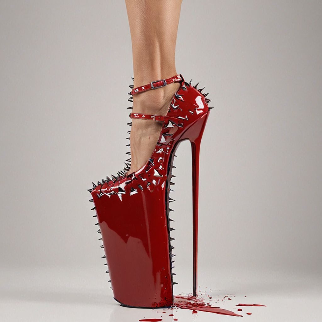 stripper very high heels, bloody razor sharp design, spikes, studio lighting, packshot, white background, 8k, photorealistic 
Steps: 10, Sampler: DPM++ SDE, CFG scale: 1.5, Seed: 2496220126, Size: 1024x1024, Model hash: c8df560d29, Model: juggernautXL_v9Rdphoto2Lightning, Lora hashes: "Alternative_Shoes_XL: 48db5c2cdb7a", Version: v1.8.0