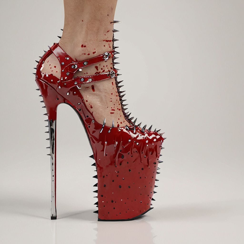 stripper very high heels, bloody razor sharp design, spikes, studio lighting, packshot, white background, 8k, photorealistic 
Steps: 10, Sampler: DPM++ SDE, CFG scale: 1.5, Seed: 1252538024, Size: 1024x1024, Model hash: c8df560d29, Model: juggernautXL_v9Rdphoto2Lightning, Lora hashes: "Alternative_Shoes_XL: 48db5c2cdb7a", Version: v1.8.0