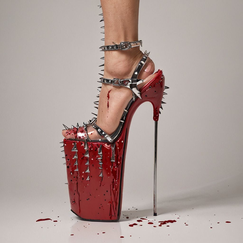 stripper very high heels, bloody razor sharp design, spikes, studio lighting, packshot, white background, 8k, photorealistic 
Steps: 10, Sampler: DPM++ SDE, CFG scale: 1.5, Seed: 3010280289, Size: 1024x1024, Model hash: c8df560d29, Model: juggernautXL_v9Rdphoto2Lightning, Lora hashes: "Alternative_Shoes_XL: 48db5c2cdb7a", Version: v1.8.0