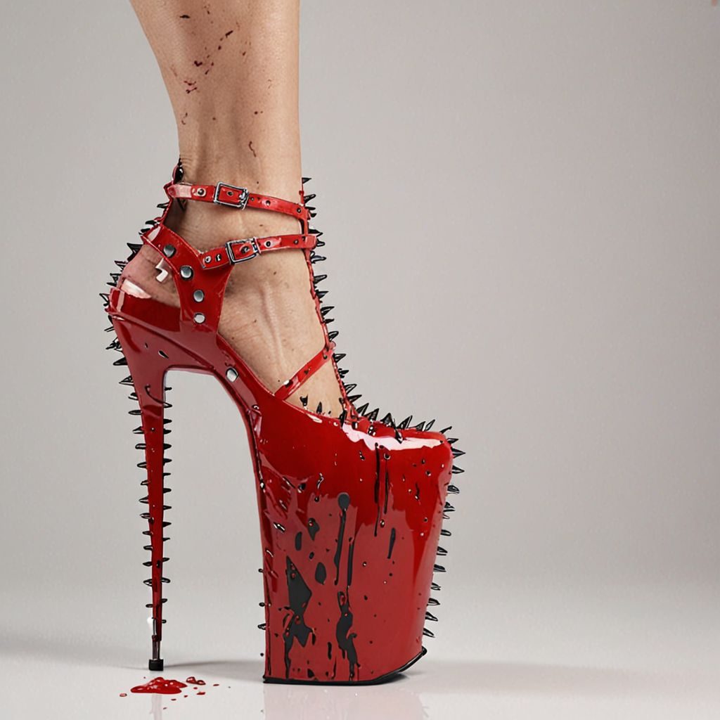 stripper very high heels, bloody razor sharp design, spikes, studio lighting, packshot, white background, 8k, photorealistic 
Steps: 10, Sampler: DPM++ SDE, CFG scale: 1.5, Seed: 114289506, Size: 1024x1024, Model hash: c8df560d29, Model: juggernautXL_v9Rdphoto2Lightning, Lora hashes: "Alternative_Shoes_XL: 48db5c2cdb7a", Version: v1.8.0