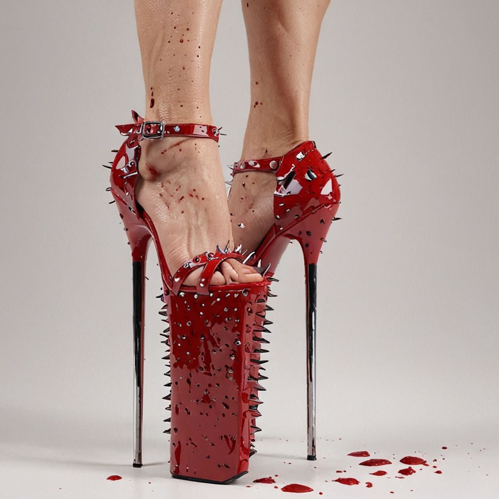 stripper very high heels, bloody razor sharp design, spikes, studio lighting, packshot, white background, 8k, photorealistic 
Steps: 10, Sampler: DPM++ SDE, CFG scale: 1.5, Seed: 2436135458, Size: 1024x1024, Model hash: c8df560d29, Model: juggernautXL_v9Rdphoto2Lightning, Lora hashes: "Alternative_Shoes_XL: 48db5c2cdb7a", Version: v1.8.0