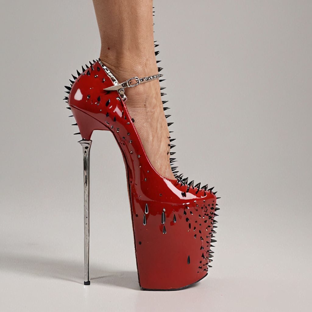 stripper very high heels, bloody razor sharp design, spikes, studio lighting, packshot, white background, 8k, photorealistic 
Steps: 10, Sampler: DPM++ SDE, CFG scale: 1.5, Seed: 1682904010, Size: 1024x1024, Model hash: c8df560d29, Model: juggernautXL_v9Rdphoto2Lightning, Lora hashes: "Alternative_Shoes_XL: 48db5c2cdb7a", Version: v1.8.0