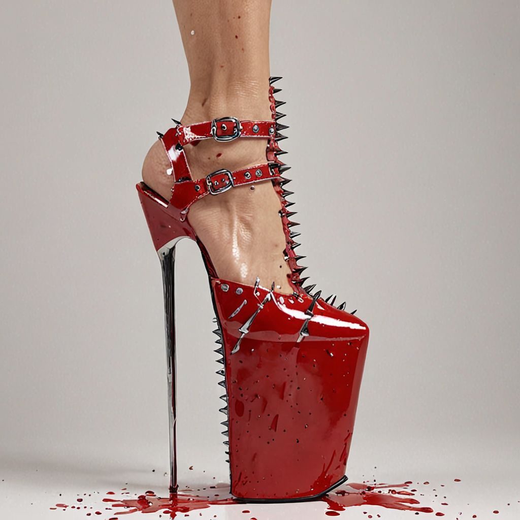 stripper very high heels, bloody razor sharp design, spikes, studio lighting, packshot, white background, 8k, photorealistic 
Steps: 10, Sampler: DPM++ SDE, CFG scale: 1.5, Seed: 2654544095, Size: 1024x1024, Model hash: c8df560d29, Model: juggernautXL_v9Rdphoto2Lightning, Lora hashes: "Alternative_Shoes_XL: 48db5c2cdb7a", Version: v1.8.0