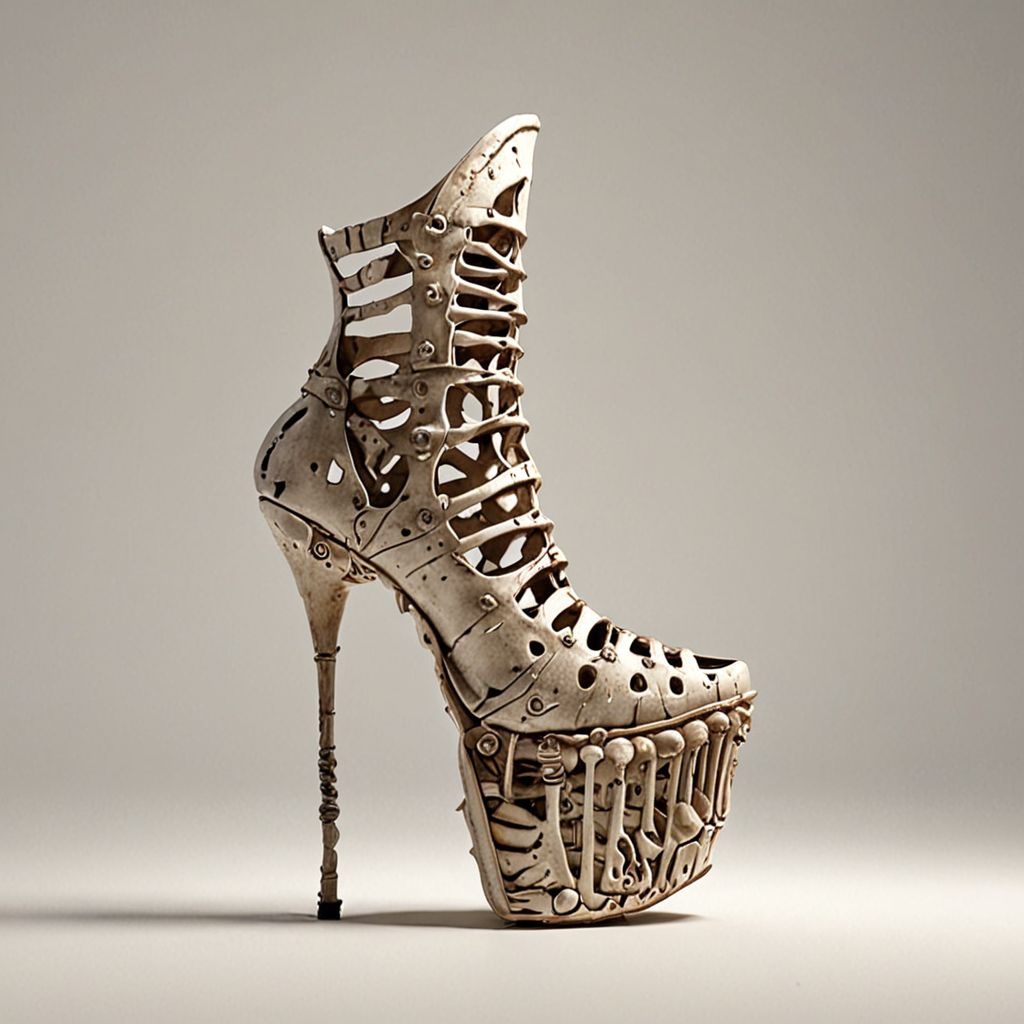 stripper very high heels, jurassic fossil skeleton design, studio lighting, packshot, white background, 8k, photorealistic 
Negative prompt: legs
Steps: 10, Sampler: DPM++ SDE, CFG scale: 1.5, Seed: 2709038196, Size: 1024x1024, Model hash: c8df560d29, Model: juggernautXL_v9Rdphoto2Lightning, Lora hashes: "Alternative_Shoes_XL: 48db5c2cdb7a", Version: v1.8.0