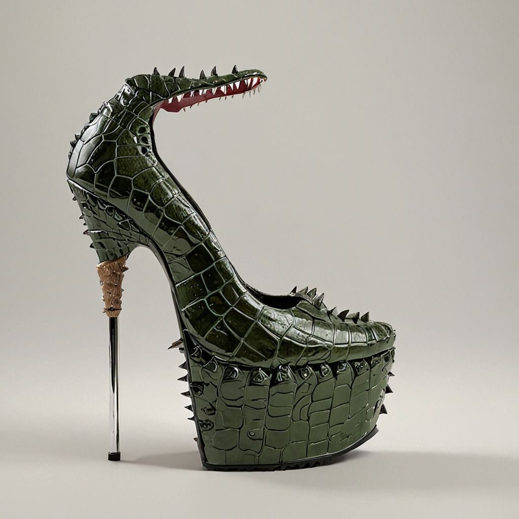 stripper very high heels, jurassic aligator jaws design, studio lighting, packshot, white background, 8k, photorealistic 
Negative prompt: legs
Steps: 10, Sampler: DPM++ SDE, CFG scale: 1.5, Seed: 1490621490, Size: 1024x1024, Model hash: c8df560d29, Model: juggernautXL_v9Rdphoto2Lightning, Lora hashes: "Alternative_Shoes_XL: 48db5c2cdb7a", Version: v1.8.0